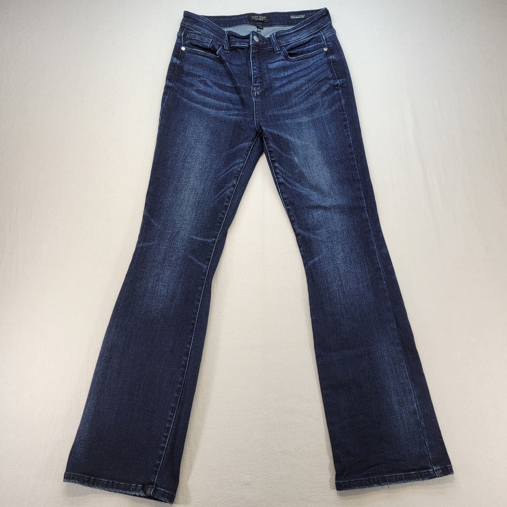 Judy Blue Slim Bootcut Jeans Women 9/29 Dark Wash High Rise Whiskered Denim